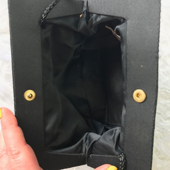 True Vintage La Regale Black Satin Beaded Handbag - Picture 8 of 8